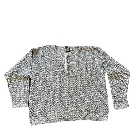 Natural Resources Shaker Knit Cotton Pullover Sweater Sage Heather Vintage 90s - Picture 2 of 6